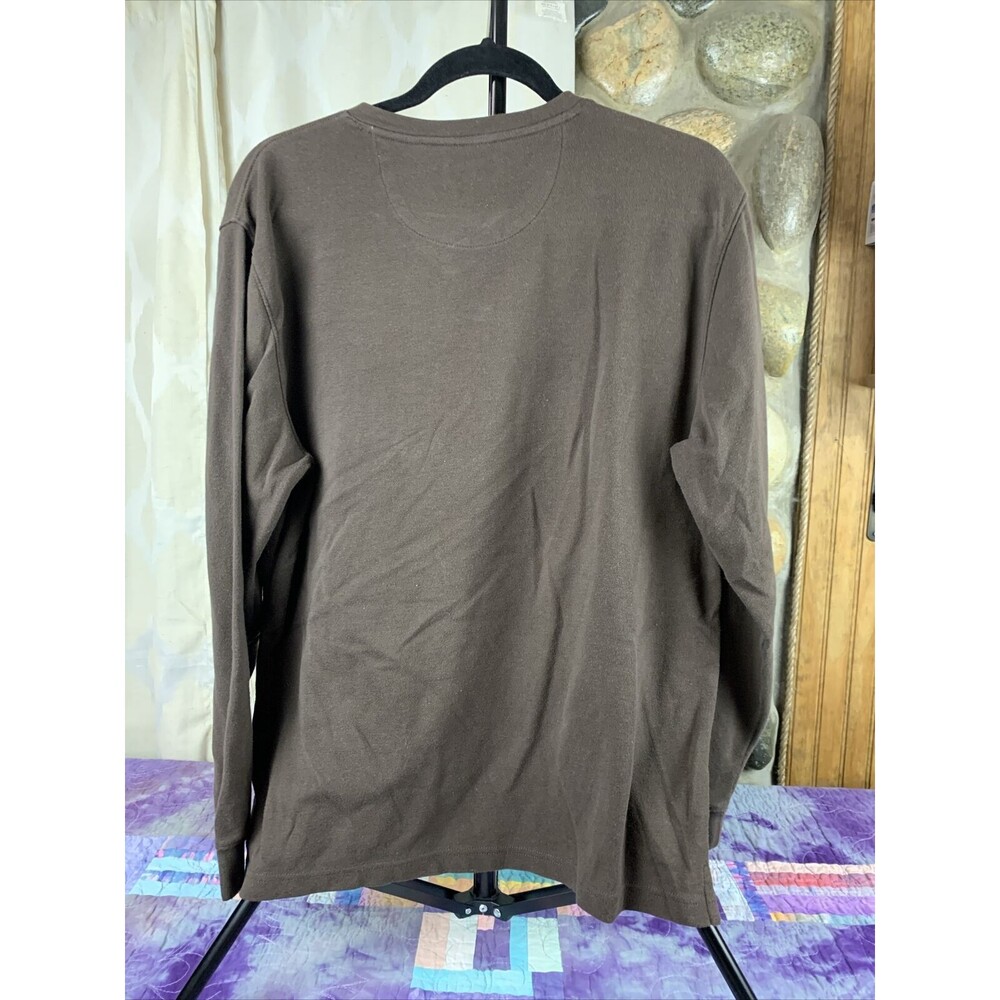 ARROW Mens Medium Classic Fit Dark Brown Long Sleeve Crew Neck Pullover Shirt - Picture 3 of 6